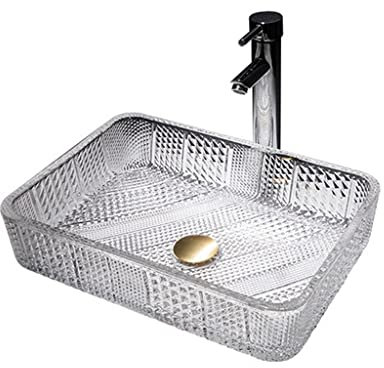 uadyie Lavandino da Bagno Lavandino da Bagno lavello in Vetro Bacino Arte Hotel lavandino Bagno Trasparente Bacino Trasparente lavabo del Bagno vanità Lavandino da Bagno da Appoggio(Sink Set)