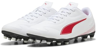 PUMA Vitoria II FG/AG Herren-Fußballschuh, Weiß Rot, Größe 45, Puma White PUMA Red, 46 EU