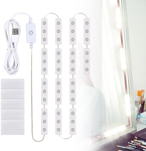 Led Spiegelleuchte, Schminktisch Leuchte mit 42 Leds, 3 Schalthelligkeiten, Make Up Licht, Beleuchtung, LED Schminkspiegel Kit, USB-dimmbares Schminklicht, Leuchte für Badezimmer und Tischspiegel