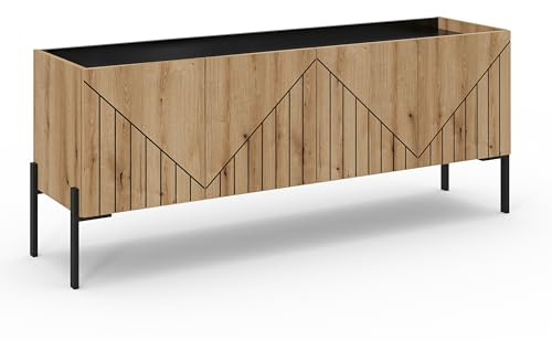 xonox.home - TV Lowboard Neo 155x62x40 cm in Evoke Eiche und schwarz - Highboard Anrichte Schrank Sideboard Beischrank - einfache Montage