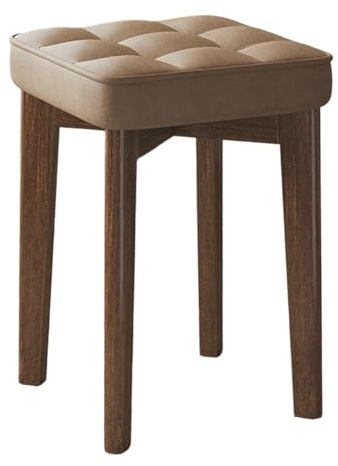 Qianly Solid Wood Stool Non Slip Feet Pad 45cm Tall Bar Upholstered Stool for Living Room