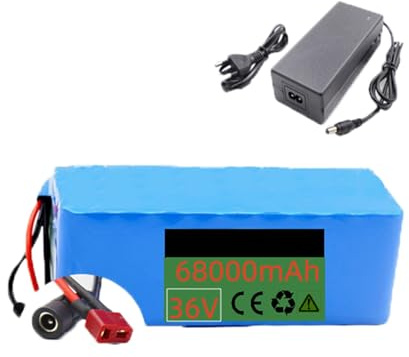 Batería de Litio de 36 V y 68 Ah for Bicicleta eléctrica, ebike y Scooter con Cargador, BMS y Enchufe XT60/T, Compatible con triciclos y Bicicletas de Mano.(T)
