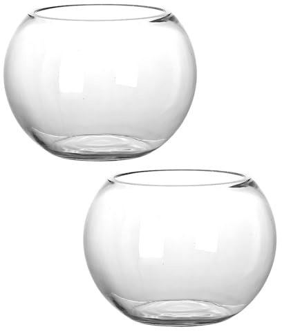 MAGICLULU 2 Stück Rundes Terrarium Glasflasche für Mikro Landschaft Transparentes Pflanzgefäß für Hydroponik Dekoratives Öko Behälter für Zimmer und Garten