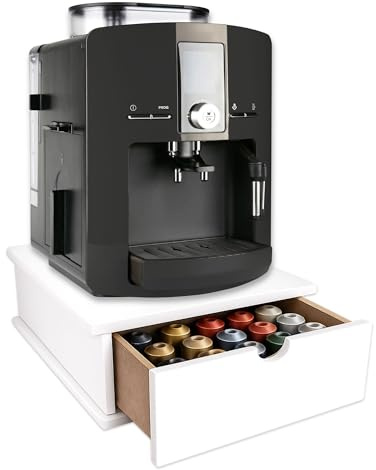 Lupia - Cassetto Porta Cialde Caffè e Porta Capsule 27x33x11 cm NEUTRO BIANCO, Contenitore Organizer per Caffè, Tè, Tisane Zucchero, Angolo Bar in Legno Antimacchia per casa e ufficio