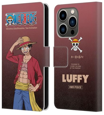 Head Case Designs Officially Licensed One Piece Monkey D. Luffy Graphic Art Leather Wallet Case Compatible With Apple iPhone 14 Pro