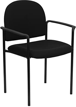 Flash Furniture BT-516-1-BK-GG Silla de acero con reposabrazos, con tejido, apilable, negra, cómoda