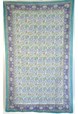 GURU SHOP Leichter Pareo, Sarong, Handbedrucktes Baumwolltuch - Blau Kombination 3, Herren/Damen, Baumwolle, 180x110 cm
