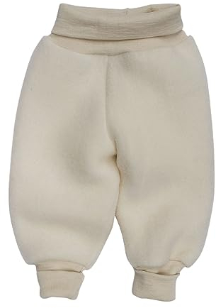 Baby Hose Fleece, 100% Schurwolle, Engel Natur mit Nabelbund, 62/68, Natur