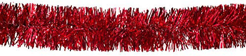 Creativery Weihnachtsgirlande Lametta 5cm x 3 Meter Lamettagirlande Baumgirlande Christbaumdeko rot