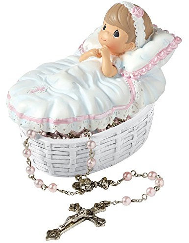 Precious Moments, Getauft in seinem Namen Harzbox mit Rosenkranz, für Mädchen, 153406
