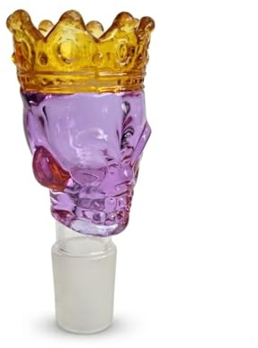 Budawi® 18,8er Skull Glaskopf XL 18.8 mm | Totenkopf Bongkopf mit Krone | Pink Gold Transparent | großer Kopf für Adapter & Chillum | Glasbong Zubehör