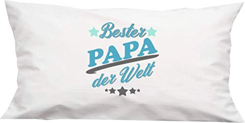 Shirtinstyle Kopfkissen Dekokissen mit Füllung Bester Papa der Welt, Familie Verwandtschaft Freunde, Kissen, Kuscheln, Sofa, Geschenk, Deko, Größe 40x80cm