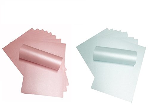 Syntego 20 Sheets A4 Pearlescent Shimmer Paper Double Sided 120gsm Suitable for Inkjet and Laser Printers 10 of Each (Pink and Blue)