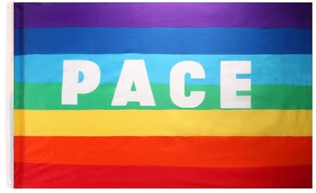 Bandiera Pace Arcobaleno, 150x90cm, Rainbow Flag, Bandiera Pace Pacifista, Multicolore, Perfecta per Feste, Eventi Sportivi, Festival, Giardino