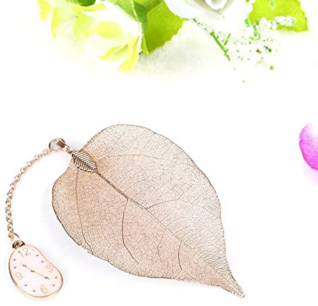 Jadeshay Lesezeichen, Exquisite Metall Blatt Lesezeichen mit Alice Rabbit Clock Lesezeichen Personalisiert, Weihnachtsgeschenke für Frauen, Gold