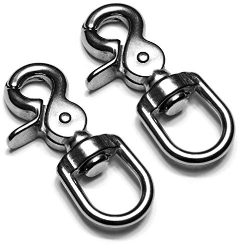 Ganzoo Scherenkarabiner-Haken mit Drehgelenk L: 68 mm, Schnappkarabiner für Hunde-Leine, 2 Stück, Wirbelkarabiner, Triggerhead für Paracord 550 Hundehalsband, legierter Stahl, Drehkopf, Farbe: Silber