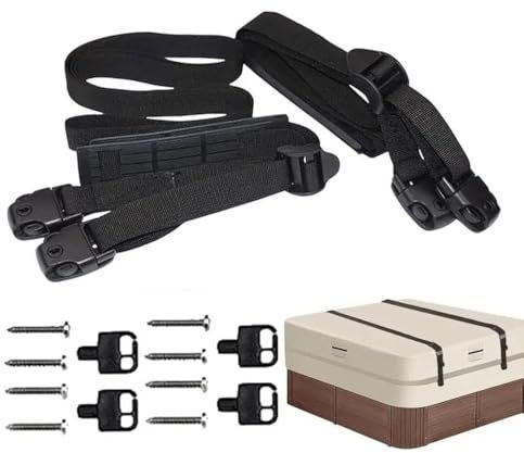 Lot de 2 sangles de protection pour jacuzzi - Longueur réglable de 330,2 cm à 381 cm - Avec matériel antidérapant et clés - Sangles réglables