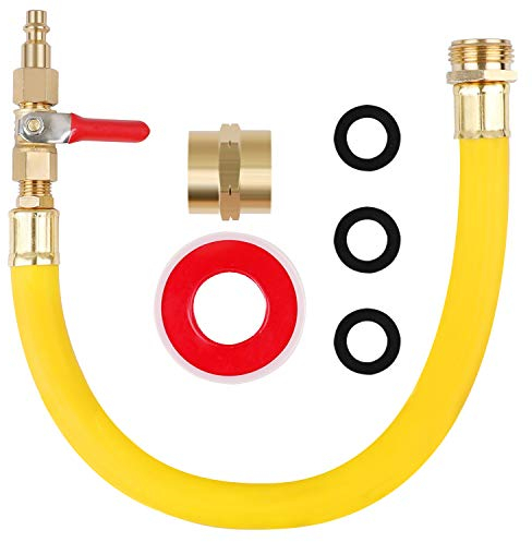 Hromee Winterize Sprinkler-Ausblasadapter mit 38.1 cm Schlauch, Absperrventil und 1/4-Zoll-Industriestecker, Wasserhahn mit männlichem weiblichem Wasserhahnanschluss für Wohnmobil, Boot