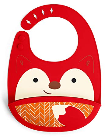 Skip Hop Zoo Fold and Go Silicone Bib Fox, Red
