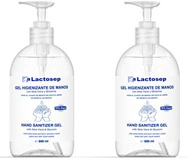 Lactosep Gel Hidroalcohólico Higienizante de Manos con Aloe Vera y Glicerina 500ml Pack 2uds