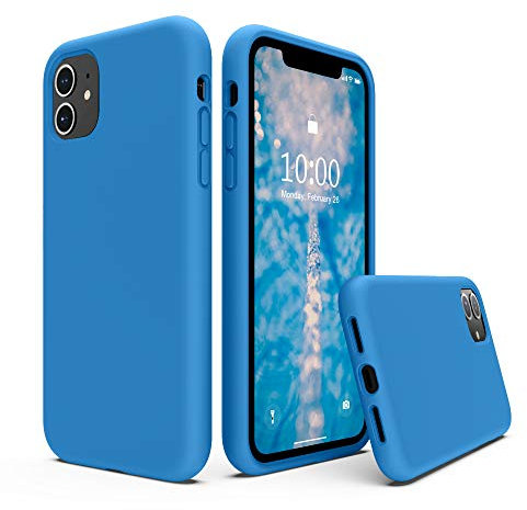 SURPHY Liquid Silicone Case Compatible with iPhone 11 Case, Soft Rubber Full Body Thickening Design Shockproof with Microfiber Cloth Lining 6.1 inch Phone Case for iPhone 11, Surf Blue
