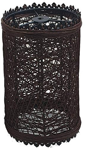 Lampenschirm aus Bambus-Rattan, handgefertigt, einfach anzubringen, Retro, industrielle Deckenbeleuchtung, Lampenschirm, Hängeleuchte, für Küche, Esszimmer, E27, inklusive Reduzierplatte (Barrel 3)