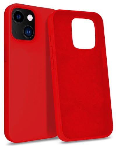 MyGadget Custodia per iPhone 13 Mini - Hardcase con Strato Microfibra & Cover Silicone Resistente - Protezione Antigraffio & Antiurto - Rosso