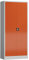 Aktenschrank Metallschrank abschließbar mit 2 Türen, 4 Fachböden 1800 x 800 x 380mm (RAL 7035/3000 lichtgrau/feuerrot)