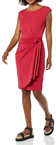 Amazon Essentials Damen Kleid in Wickeloptik mit Flügelärmeln und U-Boot-Ausschnitt, Himbeerrot, XXL