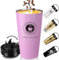 TOPAHGOD Thermobecher, Edelstahl Kaffeebecher to go mit Deckel und Griff, Doppelwandig Isoliert Vakuum Travel Mug, Thermosflasche 500ml BPA-Frei Geeignet für Eiswasser, Kaffee, Getränke (17oz, Rosa)