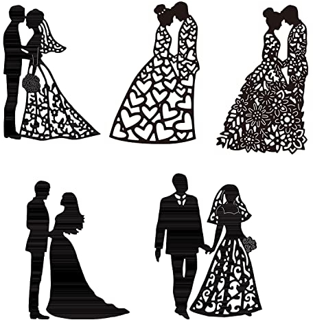 OTCRAFT 5 Stück Metall-Stanzschablonen für Hochzeit/Bräutigam, Braut, für Scrapbooking, Basteln, Fotoalbum, Karte und Einladung, Karten, Papierkarten, Dekoration, Prägung