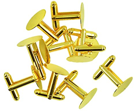 Generic T TOOYFUL 10 DIY Manschettenknöpfe Zubehör Manschettenknöpfe Rückenplatte Pad Basis, Gold, 15 mm