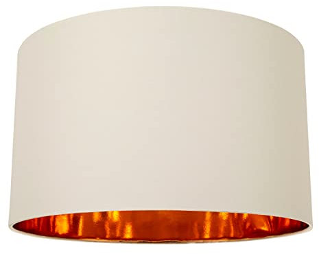 Contemporary and Chic Soft Cream Cotton 20 Floor or Pendant Large Circular Drum Lamp Shade with Shiny Copper Inner | Stunning Statement Piece by Happy Homewares