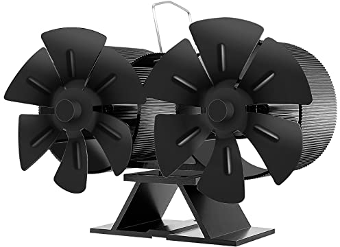 bybule Kaminventilator 12 Blätter Mit 2 Motoren Kamin Ofen Ventilator Kaminbesteck Kaminöfen Wärmebetriebener Ofenventilator