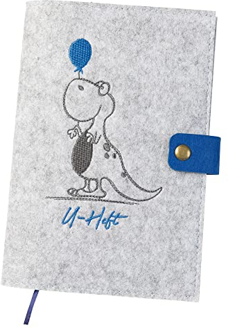 luxdag U-Heft Hülle mit Druckknopf aus Filz (Farbe & Stickerei wählbar) - Hülle für Kinderuntersuchungsheft & Impfpass - Organizer - Geschenk für werdende Mütter & Baby