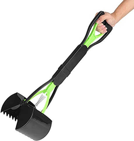 Pala para perros de mango largo, recogedor para excrementos de animales, portátil Scoop de Poop Dog, recoger heces perros o excrementos de animales, 60 cm (verde y negro)