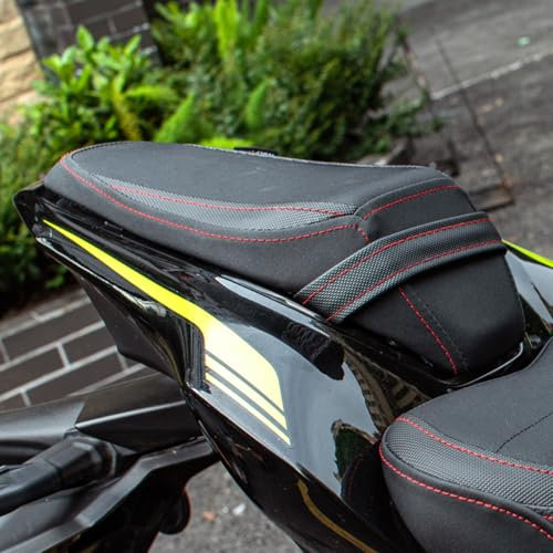 Motorrad Leder Sozius Sitz Hinteren Beifahrerkissen Sitzkissen Sitzpad Sitzbezug Sitzbank Kompatibel mit Z900 Z 900 2017 2018 2019 2020 2021 2022 2023 2024, Schwarz