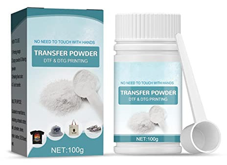 100g DTF Pulver Weiß Digital Transfer Schmelzkleber für Unbehandelte Baumwolle, Seide, Polyester, Denim, Nylon, Leder - DTG Vorbehandlungspulver