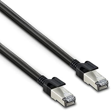 Metronic Câble Ethernet 1,5M, RJ45 Cat 8 Haut Débit, Nylon Tressé S/FTP Double Blindage, Câble Internet Compatible CPL, Répéteur, Box, Modem, TV, PC, Console de Jeux, Domotique, Switch