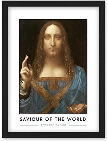 Wee Blue Coo Leonardo Da Vinci Saviour Of The World Salvator Mundi Painting Artwork Framed Wall Art Print A4