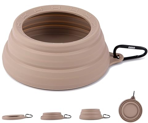 OHMO - Gamelle de Voyage pour Chien, Grande gamelle d'eau Portable, étanche aux éclaboussures, Anti eclaboussure Anti-déversement du Mouvement de la Voiture Design Unique (700 ML, Beige)