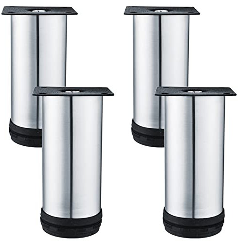 Schrankfüße Höhenverstellbar, Couchtisch Beine Bett Füße Möbelfüße Silber Möbelfüsse Höhe: 5-35 cm Sockelfuß Sideboard/Nachtschrank Füße Rund Möbelbeine, 4× Schrankfüsse (Silber,5cm)