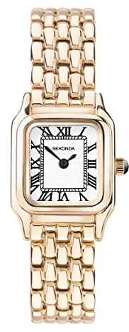 Sekonda Monica Montre à quartz pour femme avec chiffres romains, affichage analogique et bracelet en alliage Blanc 20 mm, rose gold, Bracelet