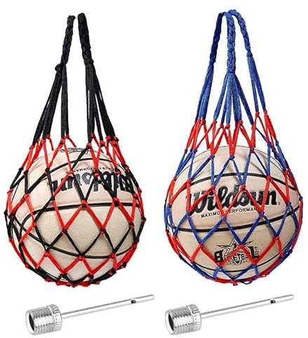 HENGBIRD 2 Stücke Ballnetz Net Tasche Tragbare Ballnetz Sports Ball Ballnetz für Fußball, Basketball Netz Tasche, Geeignet 2-Kugelnadeln für Beachvolleyball, Basketball, Stadion und Strand