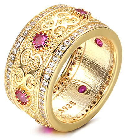 YAHOYA Dubai Gold Ring für Frauen Doppelreihige Mikrowachs-Inlay Natürliche Zirkon-Ringe Hochzeitsfeier Edler Schmuck