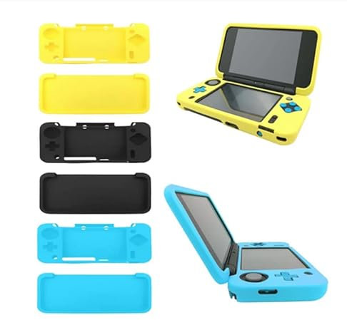 Tekmihat Weiche Silikon-Schutzhülle für Nintendo New 2DS XL LL, Ganzkörper-Schutz, Schwarz