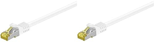 goobay 92664 RJ45 Patchkabel mit CAT 7 Rohkabel, doppelt geschirmt, S-FTP bis 600 Mhz, halogenfrei, Kupfer Kabel Stecker, vergoldete Kontakte, 3m, Weiß (Packung mit 2)