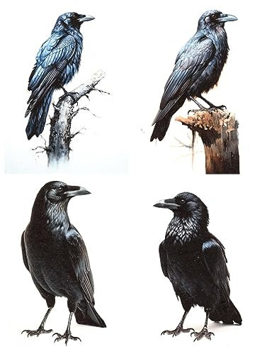 Josys Bastelmärchen Reispapier A4 Strohseide Decoupage außergewöhnlicher Rabe Vogel RE3808