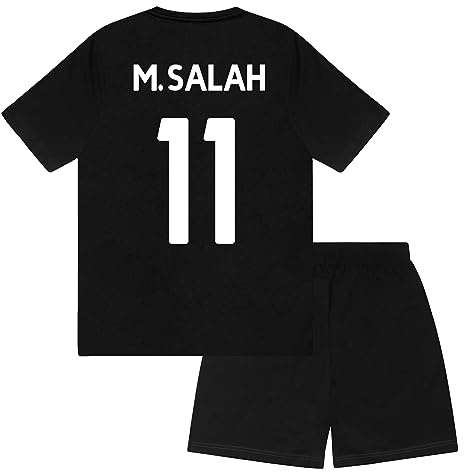 Liverpool FC - Kinder Schlafanzug-Shorty - Offizielles Merchandise - Geschenk für Fußballfans - Schwarz M.Salah - 8-9 Jahre