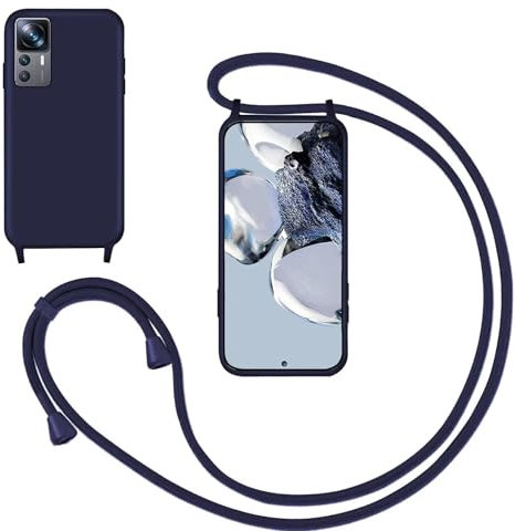 GoodcAcy Silikon Handykette Handyhülle für Xiaomi Mi 12 lite,Smartphone Necklace Hülle mit Band Schutzhülle mit Kette zum umhängen Halskette Flüssig Silikon Case für Xiaomi Mi 12 lite,Blau